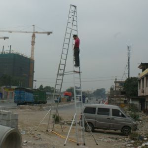 創乾CQS-11米伸縮梯,鋁合金可伸縮直梯,工程梯