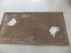 最新款毛絨布貼布繡花牡丹大氣沙發(fā)墊 絎縫密絎立體壓花坐墊