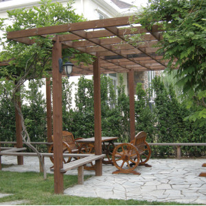 供應(yīng)MJ-11001防腐木雙臂花架