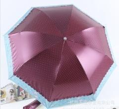 新款黑膠亮膠接邊傘 防曬傘 防紫外線傘 折疊創意雨傘三折