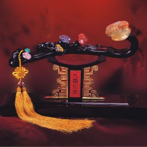 九靈如意 黑檀木 玉石/高檔收藏品商務禮品