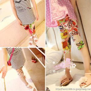 2014新款女童打底褲 太陽花透氣網紗時尚五分褲 童褲批發