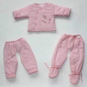 湖北襄陽利嬰點點夾衣三件套嬰兒薄棉衣