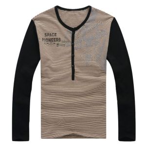 男士純棉條紋T恤-男士長袖T恤