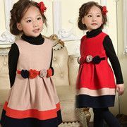 品牌童裝立體手工花呢料女童連衣裙 2013新款外貿(mào)女童裝公主童裙