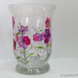 彩繪裂紋玻璃蠟燭風燈KF-011