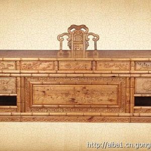 經典金絲楠木竹節辦公桌，金絲楠書房兩件套
