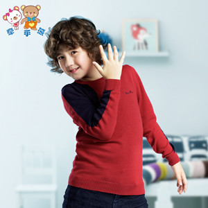 牽手熊新款拼色兒童毛衣批發 廠家直銷 質量有保證 專注14年品牌