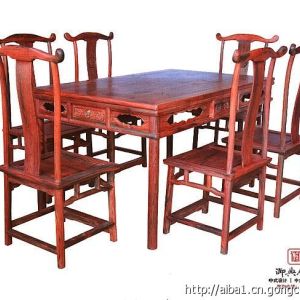 紅酸枝餐桌 老紅木餐桌 明式餐桌七件套