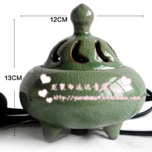 定制 哥窯開片青瓷電子香熏爐 定時調溫電子熏香爐 陶瓷香薰爐