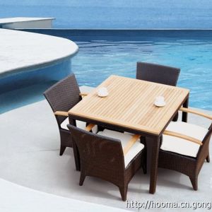 HM2004-1 編藤塑木方餐桌椅