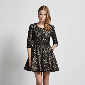 歐美連衣裙批發廠家 高檔大牌修身蕾絲連衣裙批發 批發加工定制