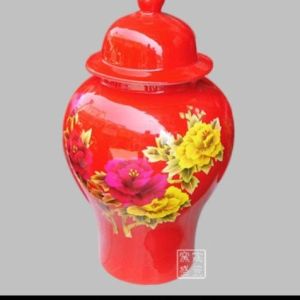 景德鎮(zhèn)陶瓷器花瓶 中國紅描金將軍罐 現(xiàn)代 時尚 居家擺設(shè) 裝飾品