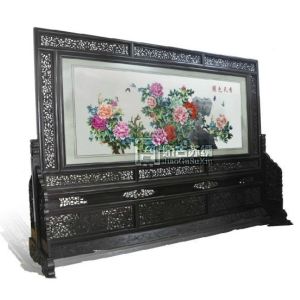 供應北京大型蘇繡雙面繡屏風 蘇繡隔斷 落地屏風 牡丹精品刺繡