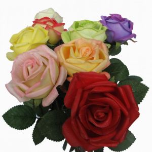 供應(yīng)高檔PU仿真圓玫瑰 PU仿真花