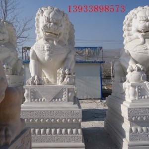 供應石雕獅子 漢白玉石獅子 大理石晚霞紅獅子 鎮宅辟邪 招財進寶