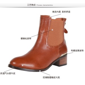 凱芬妮特價(jià)春季新款真皮女靴牛皮中跟粗跟英倫機(jī)車靴馬丁靴子短