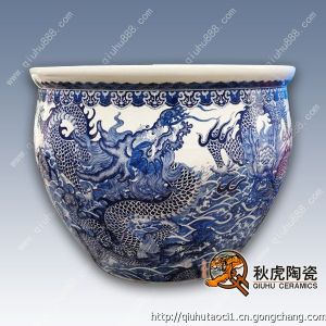 定做景德鎮(zhèn)青花龍珠陶瓷大缸