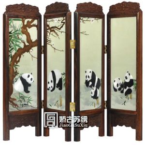 蘇繡熊貓 小屏風 桌面擺設 嬌古蘇繡 禮品 國寶大熊貓 動物圖案