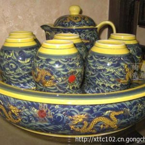 精美茶具，手工雕刻茶具、龍紋圖案