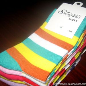 底價廠家直銷寬條紋全棉女襪