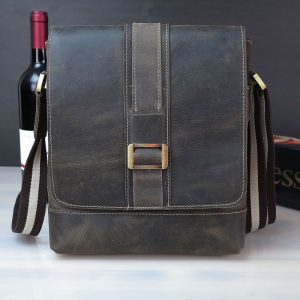 瘋馬皮真皮男士休閑單肩包包 斜跨男包 廣州廠家批發