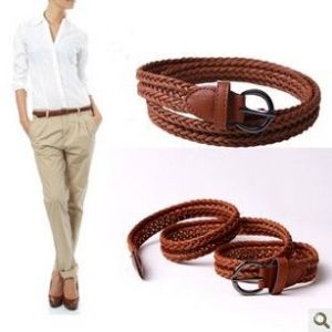 蠟繩腰帶產松緊編織皮帶 女式編織腰帶 針扣皮帶 廠家批發定做