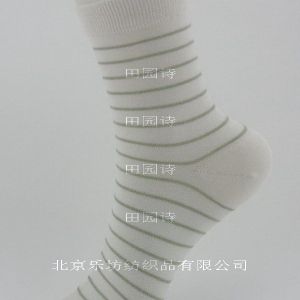 有機棉田園詩條紋女襪