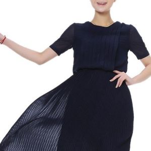 【CBRL精品】韓版雪紡百褶長裙連衣裙|甜美百褶長裙雪紡連衣裙