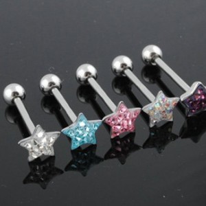 韓版時尚 個性飾品AB泥滿鉆球星星舌釘舌環
