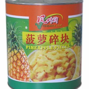廠家直接菠蘿罐頭，鳳葉牌3KG菠蘿碎塊，適用于餐飲
