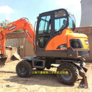 極品斗山DX60輪式挖掘機 二手斗山DX60膠輪挖掘機 二手挖掘機 二手輪式挖掘機