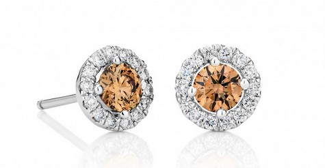 DE BEERS AURA 香檳色美鉆耳釘