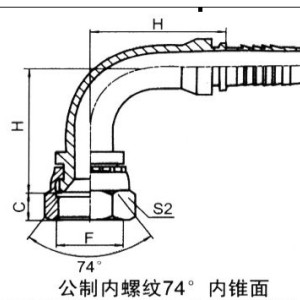 有廠家供應C型90度公制內螺紋74度內錐面接頭