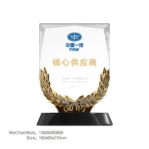 汽車行業玻璃獎杯優秀合作伙伴獎攜手共贏獎杯經銷商大會表彰獎杯