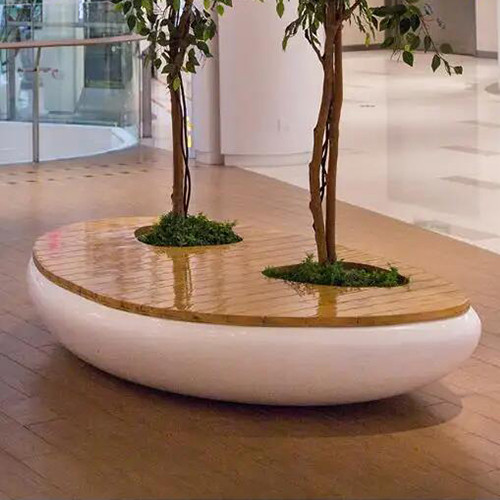 花坛艺术景观坐凳厂家批发 商场室内休闲座椅设计制作 商场玻璃钢树池